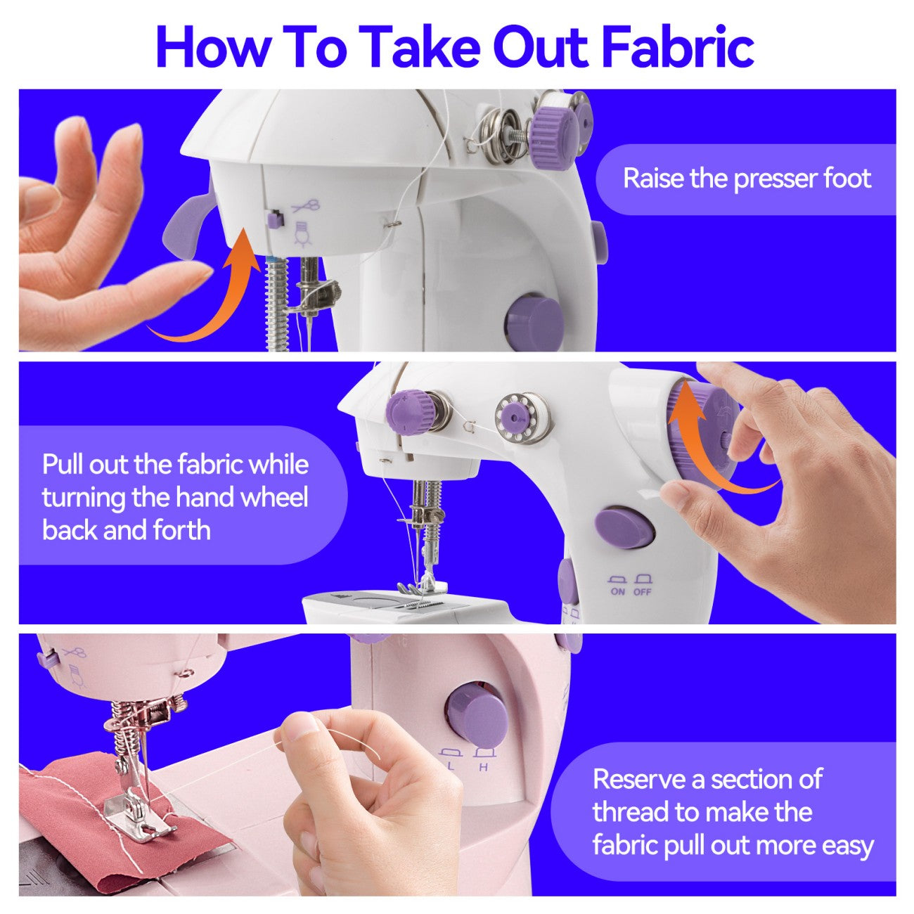 IAGREEA Electric sewing machine, portable, mechanical, convenient, 6V, 1A, 1 with thread shuttle core, 1 with empty shuttle core, 1 spare needle, and 1 threading device, can be plugged in and used with a battery of 4 AA, with pedal, for household use