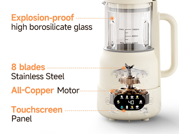 IAGREEA 35oz Glass Nut Milk Maker Machine, 10 in 1 Noise Reducing Soy Maker | 12H Delay, 6H Keep Warm, BPA-Free, Self-Cleaning, Soundproof Cover, 8 Blades, Almond/Oat Milk/Juice