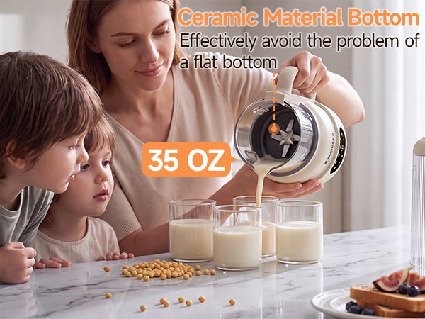 IAGREEA 35oz Glass Nut Milk Maker Machine, 10 in 1 Noise Reducing Soy Maker | 12H Delay, 6H Keep Warm, BPA-Free, Self-Cleaning, Soundproof Cover, 8 Blades, Almond/Oat Milk/Juice