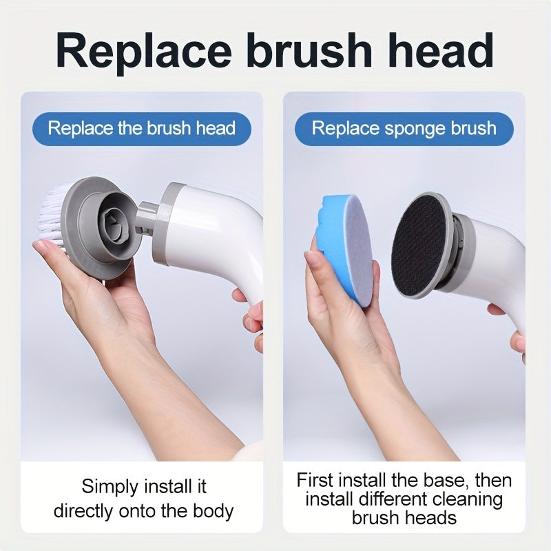 IAGREEA Electric Spin Scrubber- Ditch the Scrubbing! Long Handle Shower Scrubber with 9 Replaceable Heads - 2 Speed Cordless Brush Ensures Long Battery Life, Modern Design