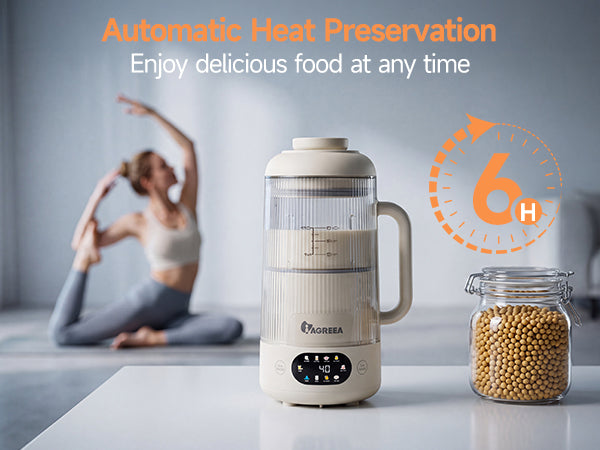 IAGREEA 35oz Glass Nut Milk Maker Machine, 10 in 1 Noise Reducing Soy Maker | 12H Delay, 6H Keep Warm, BPA-Free, Self-Cleaning, Soundproof Cover, 8 Blades, Almond/Oat Milk/Juice