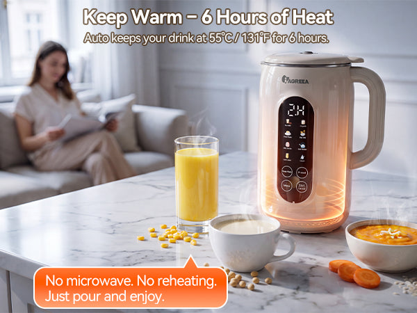 IAGREEA 10-in-1 Nut Milk Maker Machine, 42oz Soy Milk Blender | Large Capacity, No Soak/12H Delay/2H Keep Warm for Homemade Almond/Oat, Juice, Plant-Based & Dairy Free for Family & Party