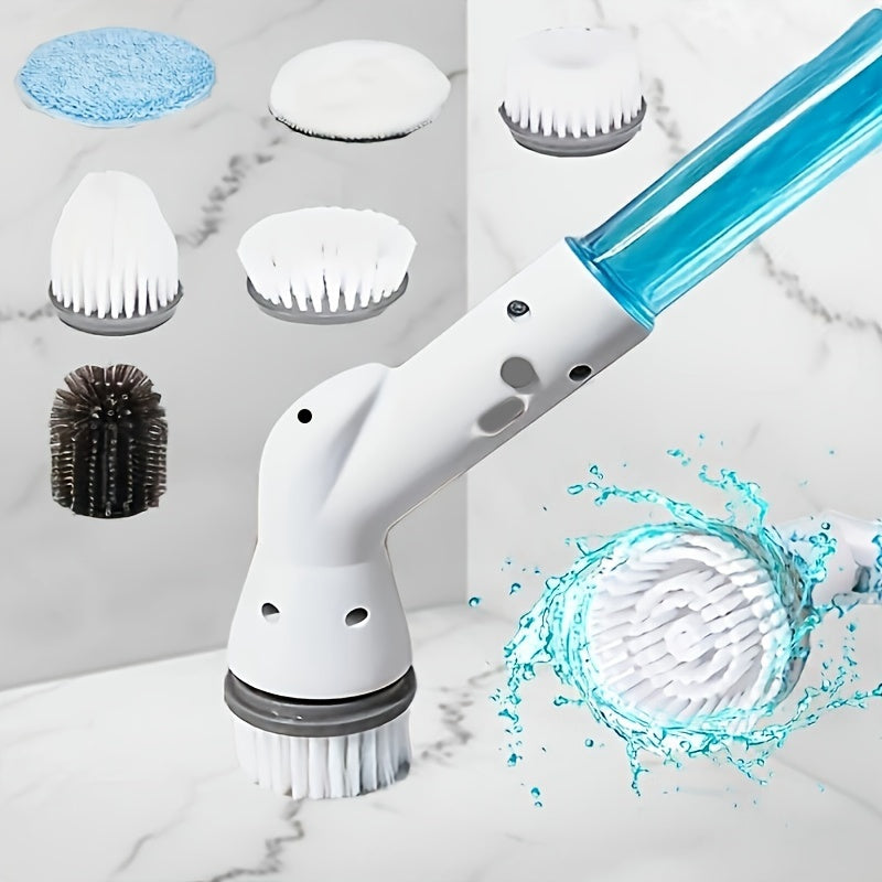 IAGREEA Cordless Electric Spin Scrubber with Built‑in Liquid Storage Bottle, 2‑Speed Rechargeable Power Cleaning Brush, 8 Replaceable Brush Heads for Bathroom Bathtub Tile Floor Kitchen Stove Car Household Cleaning