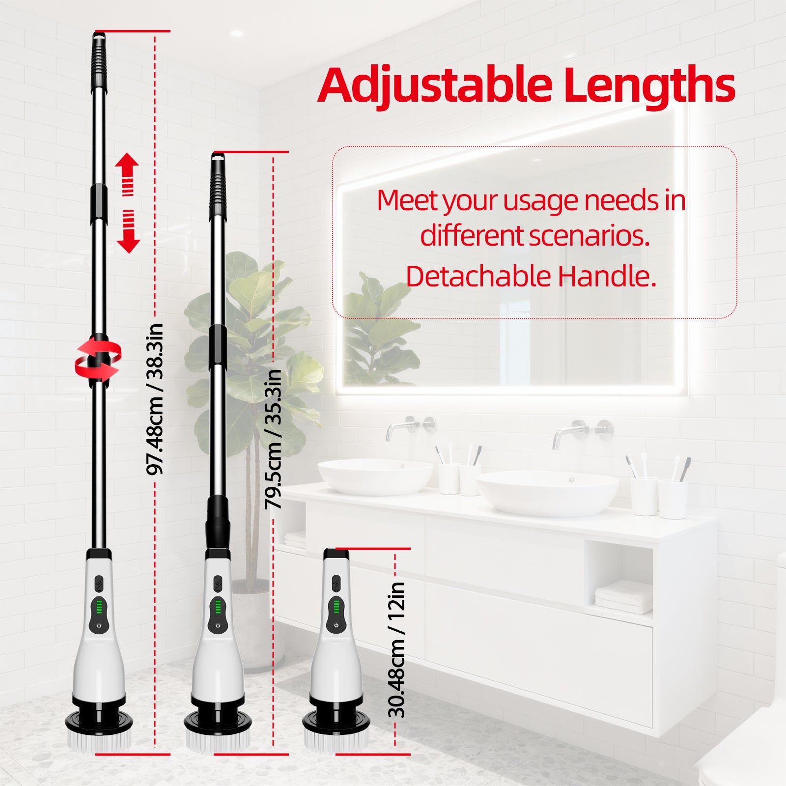 IAGREEA Electric Spin Scrubber, Bathroom Shower Cleaning Brush with Long Handle | 8 Brush Heads, 90Min Runtime, 54 Inch Long Handle, IPX7 Waterproof, 2 Speed Adjusting for Bathroom Cleaner