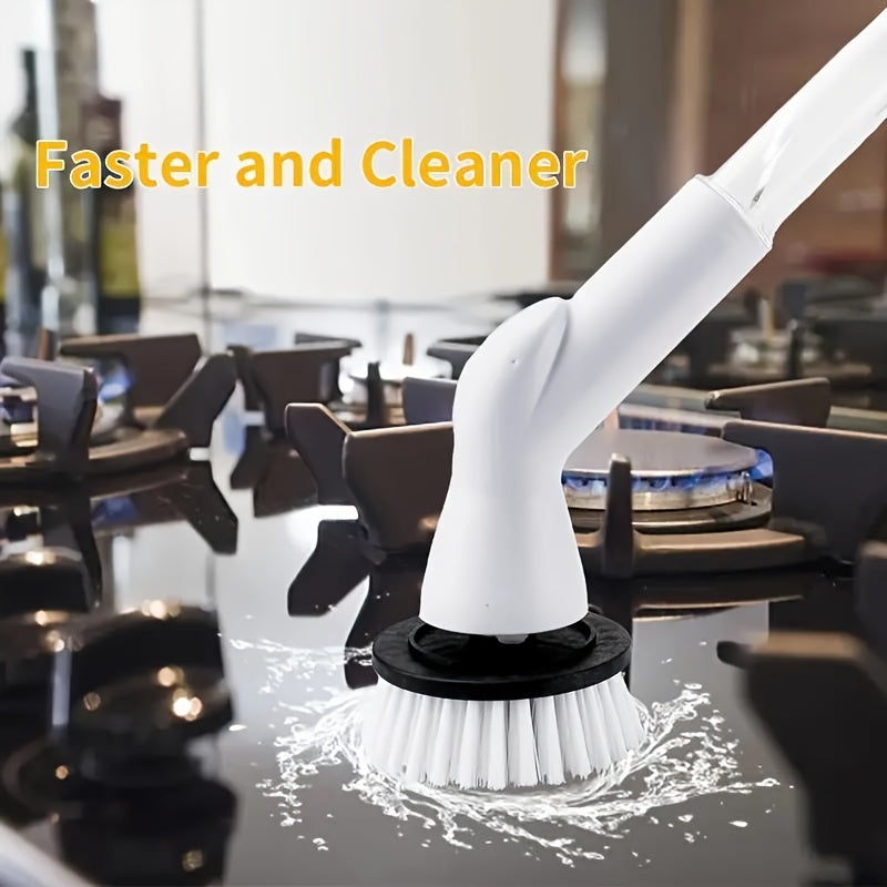 IAGREEA Cordless Electric Spin Scrubber with Built‑in Liquid Storage Bottle, 2‑Speed Rechargeable Power Cleaning Brush, 8 Replaceable Brush Heads for Bathroom Bathtub Tile Floor Kitchen Stove Car Household Cleaning