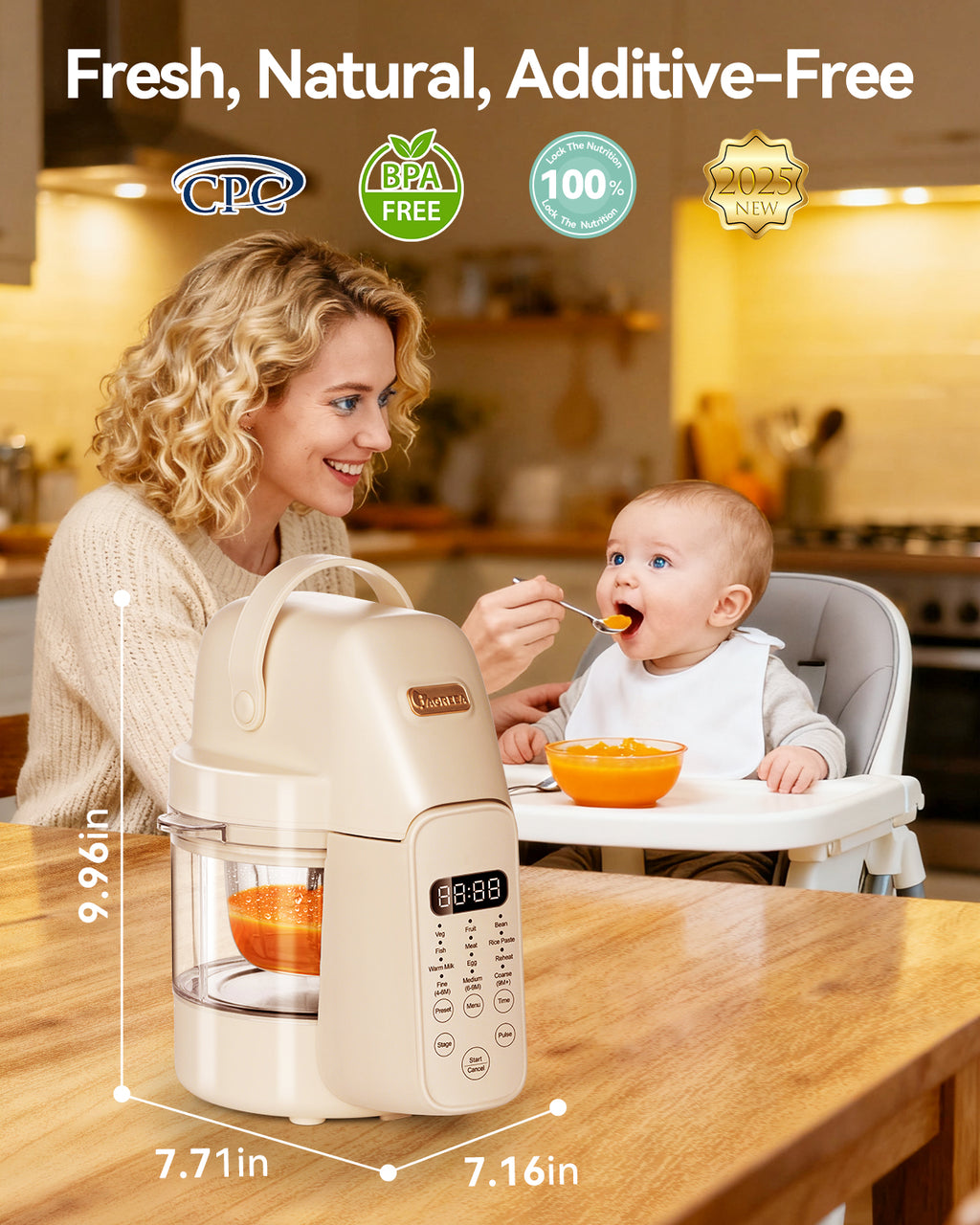 IAGREEA Baby Food Maker, 9-IN-1 Glass Baby Food Processor with Steamer | 3 Age Group Options, One Step Auto Cooking, BPA-Free, No Contact with Plastic, Manual Mode, Stainless Steel and Glass