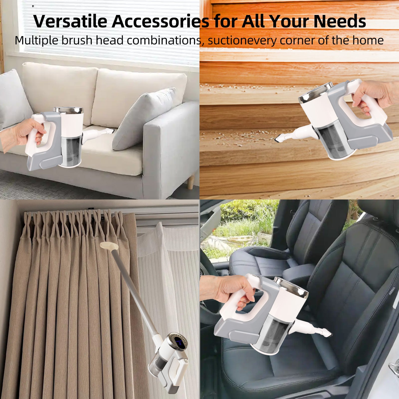 IAGREEA Cordless Stick Vacuum Cleaner, 2‑Suction‑Mode Rechargeable Handheld Vacuum with Digital Display, Detachable 2000mAh Battery Up to 45 Mins Runtime, 180° Rotatable Floor Head for Hard Floor Carpet Pet Hair Home & Car Cleaning