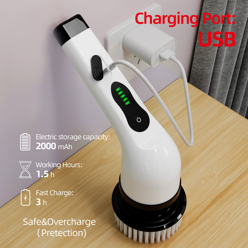 IAGREEA Electric Spin Scrubber, Bathroom Shower Cleaning Brush with Long Handle | 8 Brush Heads, 90Min Runtime, 54 Inch Long Handle, IPX7 Waterproof, 2 Speed Adjusting for Bathroom Cleaner