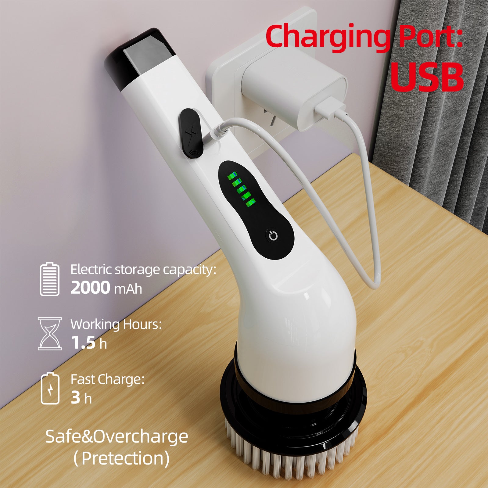 IAGREEA Electric Spin Scrubber, Bathroom Shower Cleaning Brush with Long Handle | 8 Brush Heads, 90Min Runtime, 54 Inch Long Handle, IPX7 Waterproof, 2 Speed Adjusting for Bathroom Cleaner