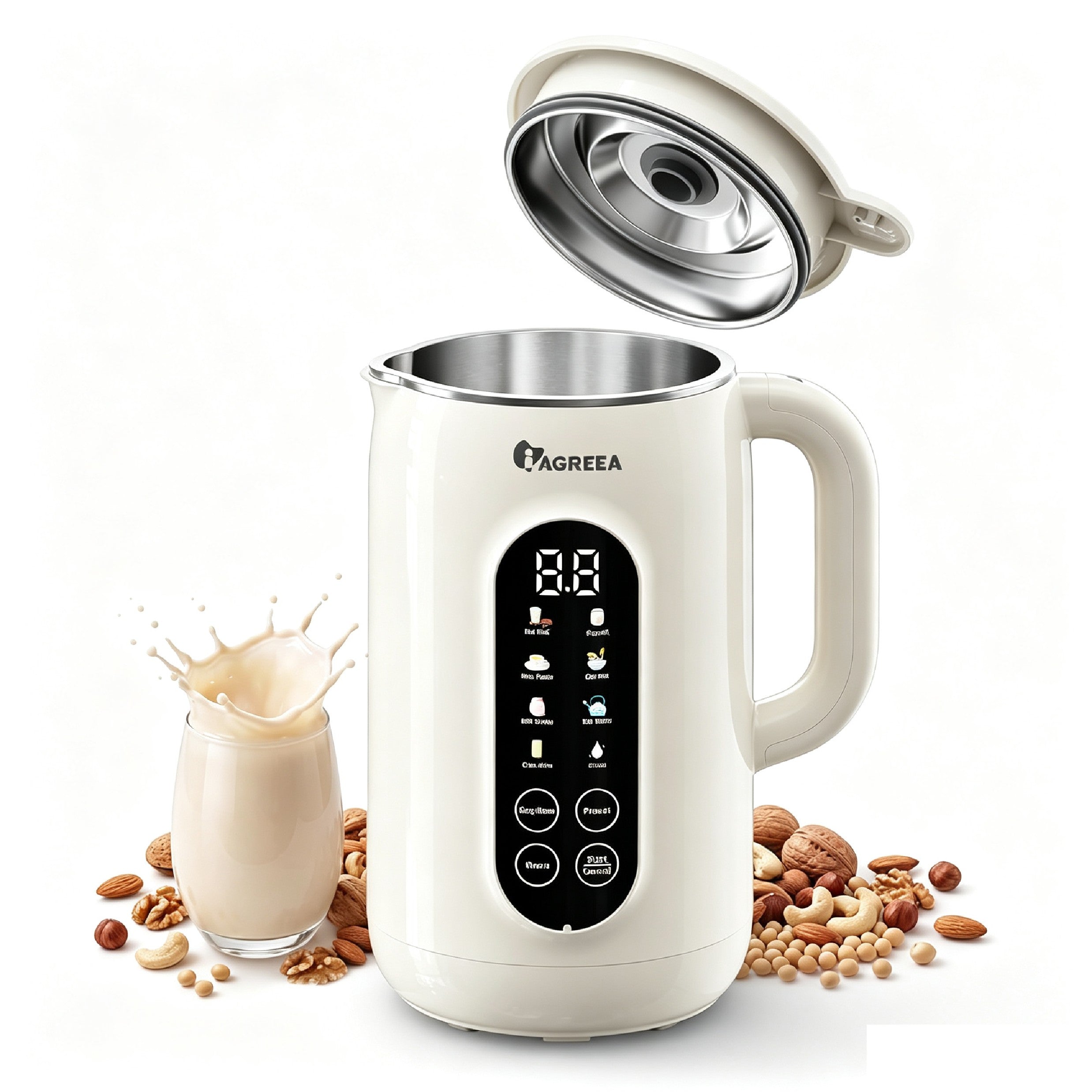 IAGREEA 10-in-1 Nut Milk Maker Machine, 42oz Soy Milk Blender | Large Capacity, No Soak/12H Delay/2H Keep Warm for Homemade Almond/Oat, Juice, Plant-Based & Dairy Free for Family & Party