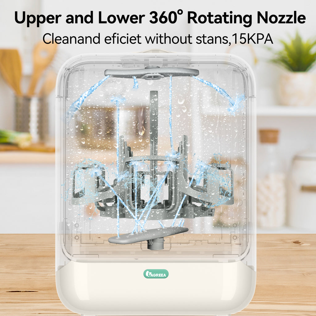 Baby Bottle Washer, All-in-One Sterilizer and Dryer for Bottles Nozzles on Top and Bottom, UV Sterilizer, Pump Parts & Baby Essentials, Replaces Hand Washing, BPA-Free, 72-Hour Storage