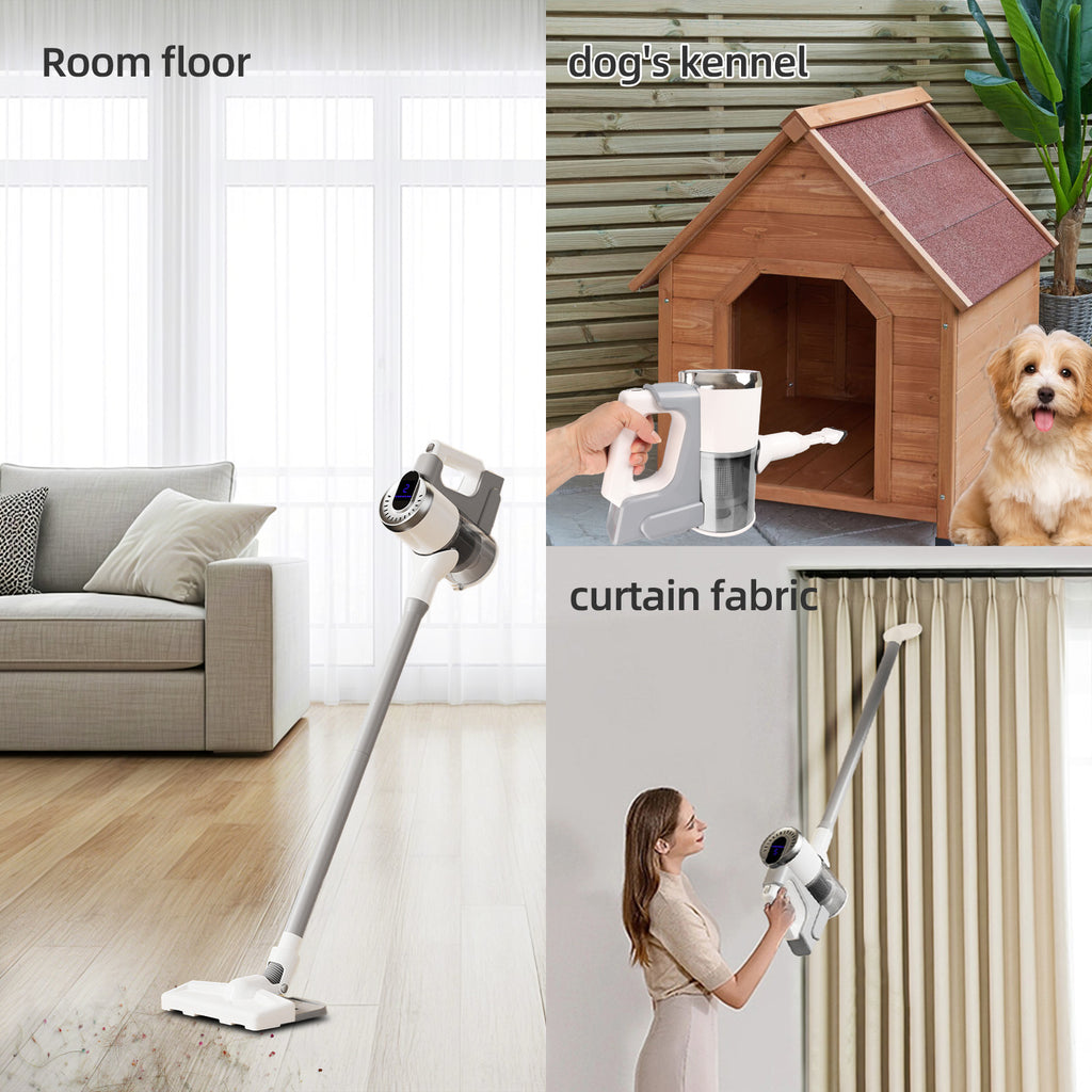IAGREEA Cordless Stick Vacuum Cleaner, 2‑Suction‑Mode Rechargeable Handheld Vacuum with Digital Display, Detachable 2000mAh Battery Up to 45 Mins Runtime, 180° Rotatable Floor Head for Hard Floor Carpet Pet Hair Home & Car Cleaning