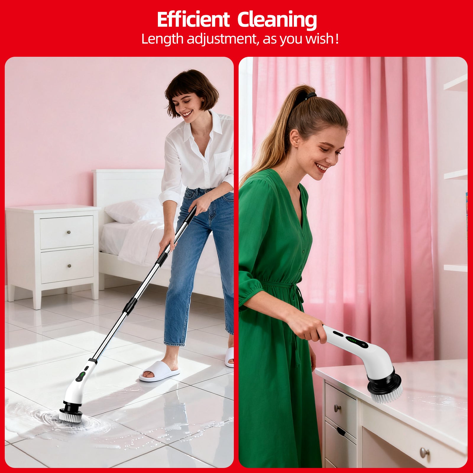 IAGREEA Electric Spin Scrubber, Bathroom Shower Cleaning Brush with Long Handle | 8 Brush Heads, 90Min Runtime, 54 Inch Long Handle, IPX7 Waterproof, 2 Speed Adjusting for Bathroom Cleaner