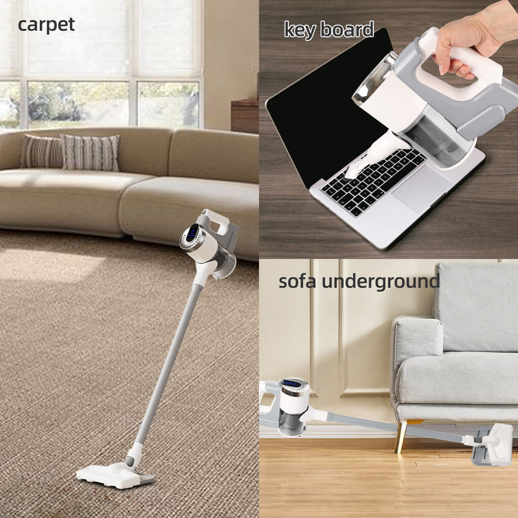 IAGREEA Cordless Stick Vacuum Cleaner, 2‑Suction‑Mode Rechargeable Handheld Vacuum with Digital Display, Detachable 2000mAh Battery Up to 45 Mins Runtime, 180° Rotatable Floor Head for Hard Floor Carpet Pet Hair Home & Car Cleaning