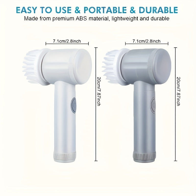 IAGREEA Handheld Electric Spin Scrubber, USB Rechargeable Cordless Power Cleaning Brush with 6 Replaceable Brush Heads & Adhesive Hook, Portable Lightweight Shower Scrubber for Bathroom, Bathtub, Sink, Stove, Tile, Car