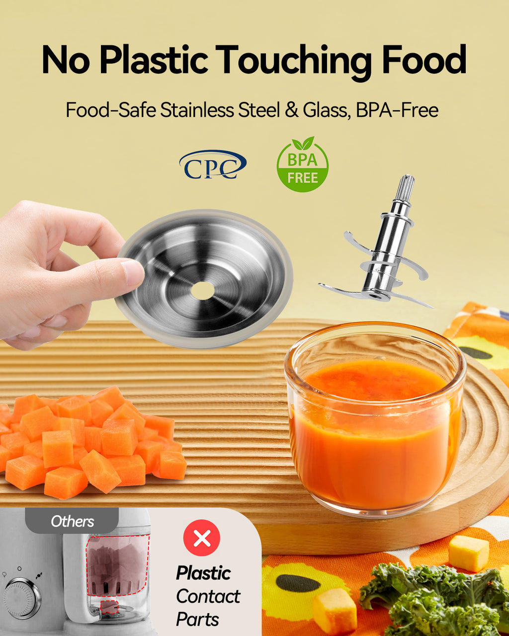 IAGREEA Baby Food Maker, 9-IN-1 Glass Baby Food Processor with Steamer | 3 Age Group Options, One Step Auto Cooking, BPA-Free, No Contact with Plastic, Manual Mode, Stainless Steel and Glass
