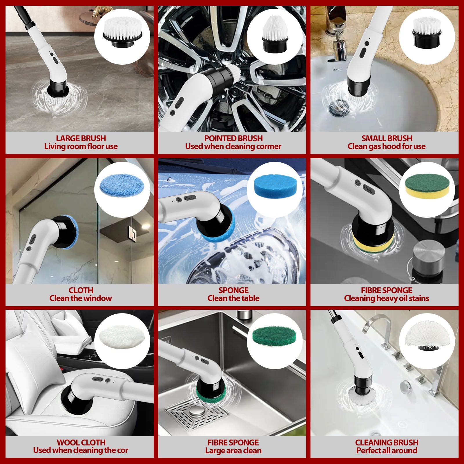IAGREEA Electric Spin Scrubber for Cleaning Bathroom: Cordless Power Shower Scrubber - Electric Cleaning Brush for Tile Tub