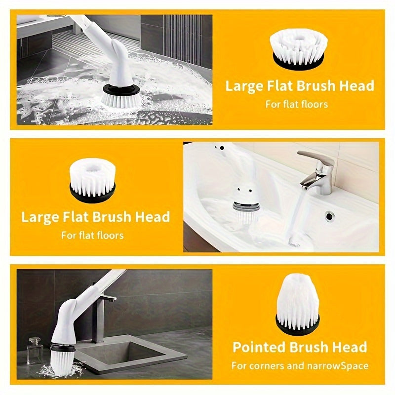 IAGREEA Cordless Electric Spin Scrubber with Built‑in Liquid Storage Bottle, 2‑Speed Rechargeable Power Cleaning Brush, 8 Replaceable Brush Heads for Bathroom Bathtub Tile Floor Kitchen Stove Car Household Cleaning