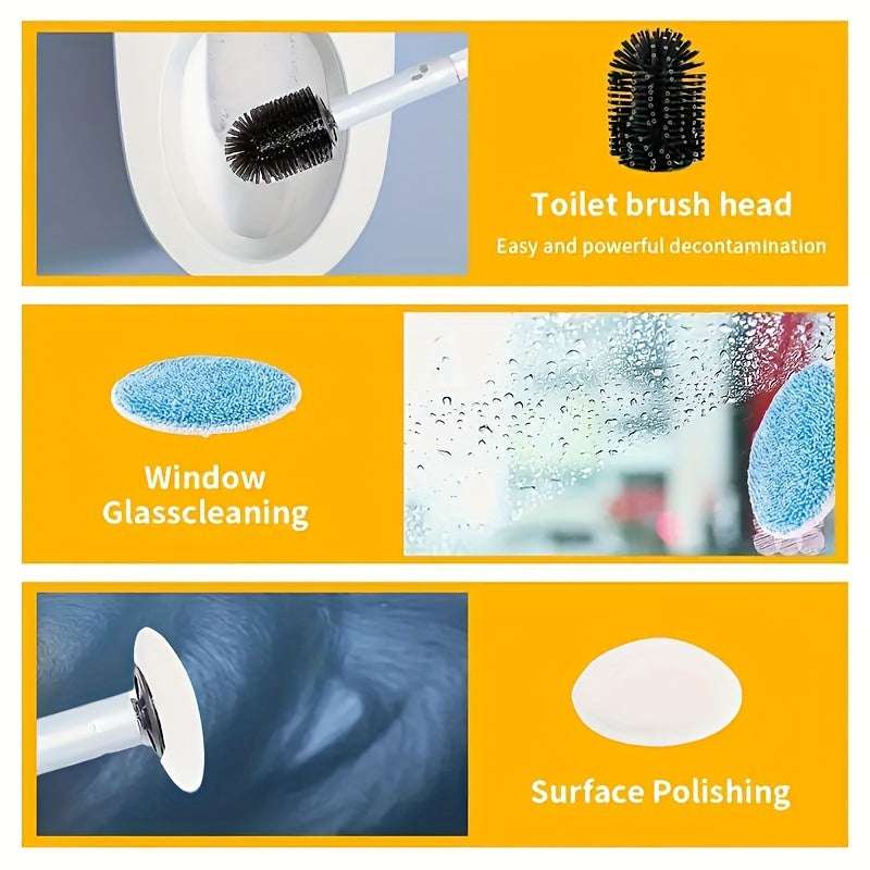 IAGREEA Cordless Electric Spin Scrubber with Built‑in Liquid Storage Bottle, 2‑Speed Rechargeable Power Cleaning Brush, 8 Replaceable Brush Heads for Bathroom Bathtub Tile Floor Kitchen Stove Car Household Cleaning