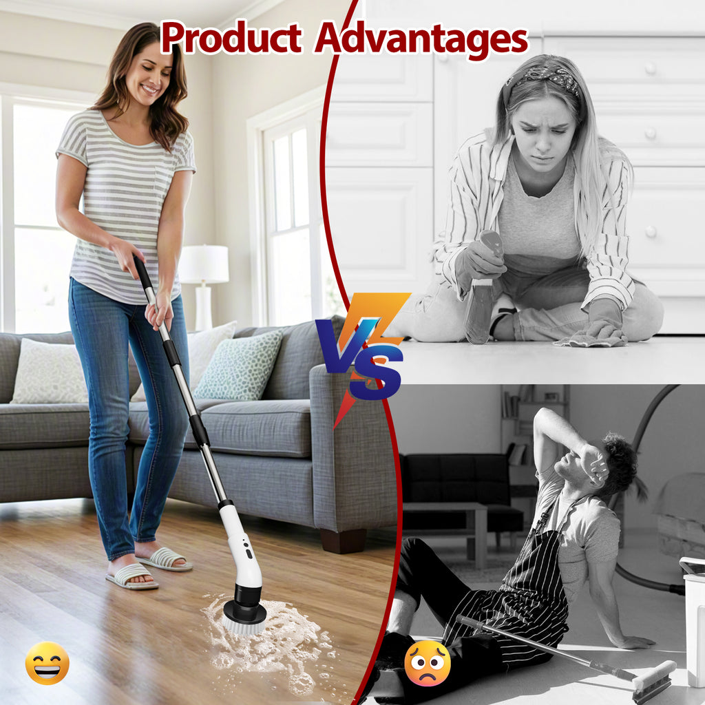 IAGREEA Electric Spin Scrubber for Cleaning Bathroom: Cordless Power Shower Scrubber - Electric Cleaning Brush for Tile Tub