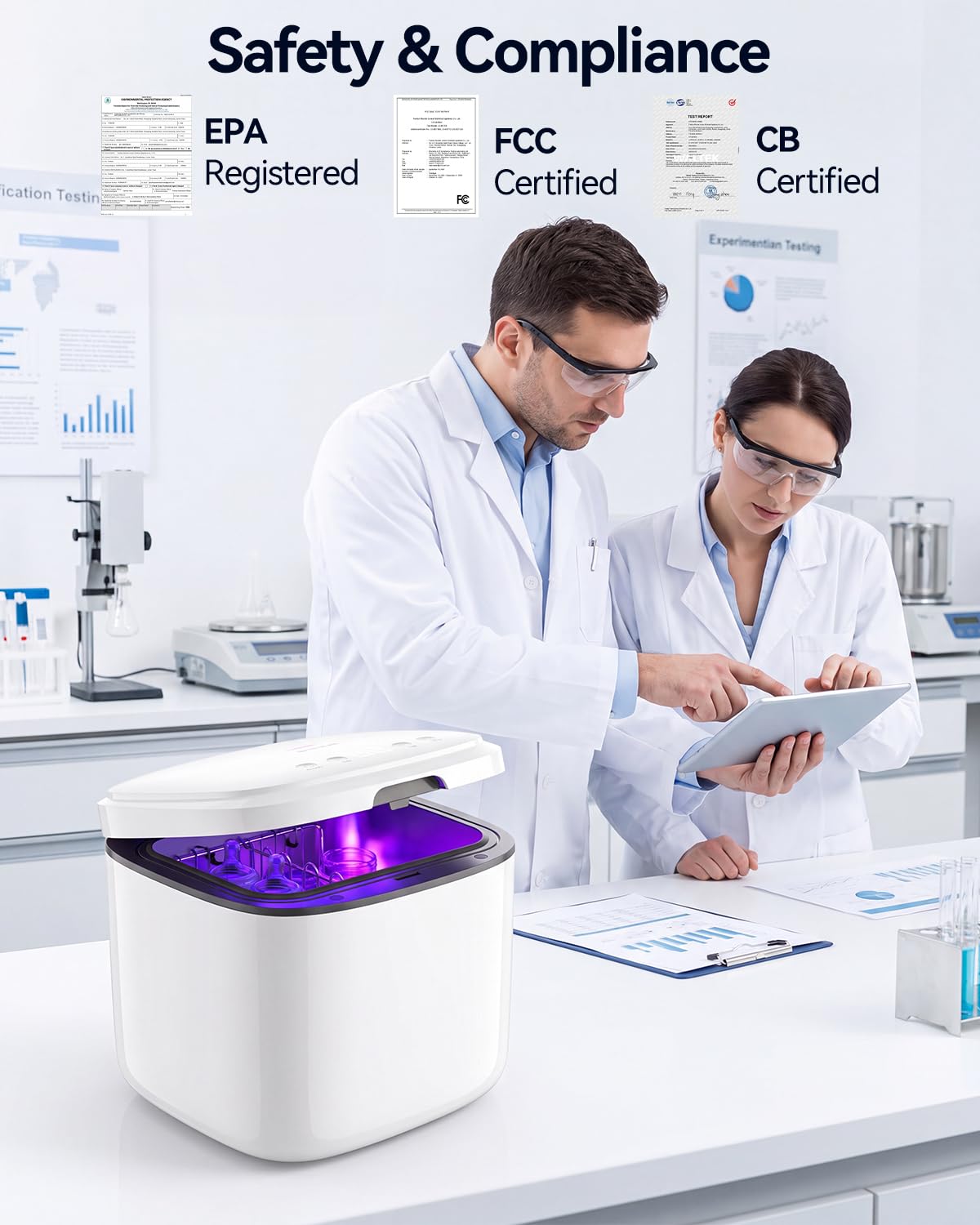 IAGREEA UV Cleaning and Dryer, 4 in 1 UV Box with 2 Fluorescent Tubes | 10L Countertop Sanitizer, 360° Coverage, Touch Controls, Suitable for Toys/Toothbrushes/Keys/Other Household Items