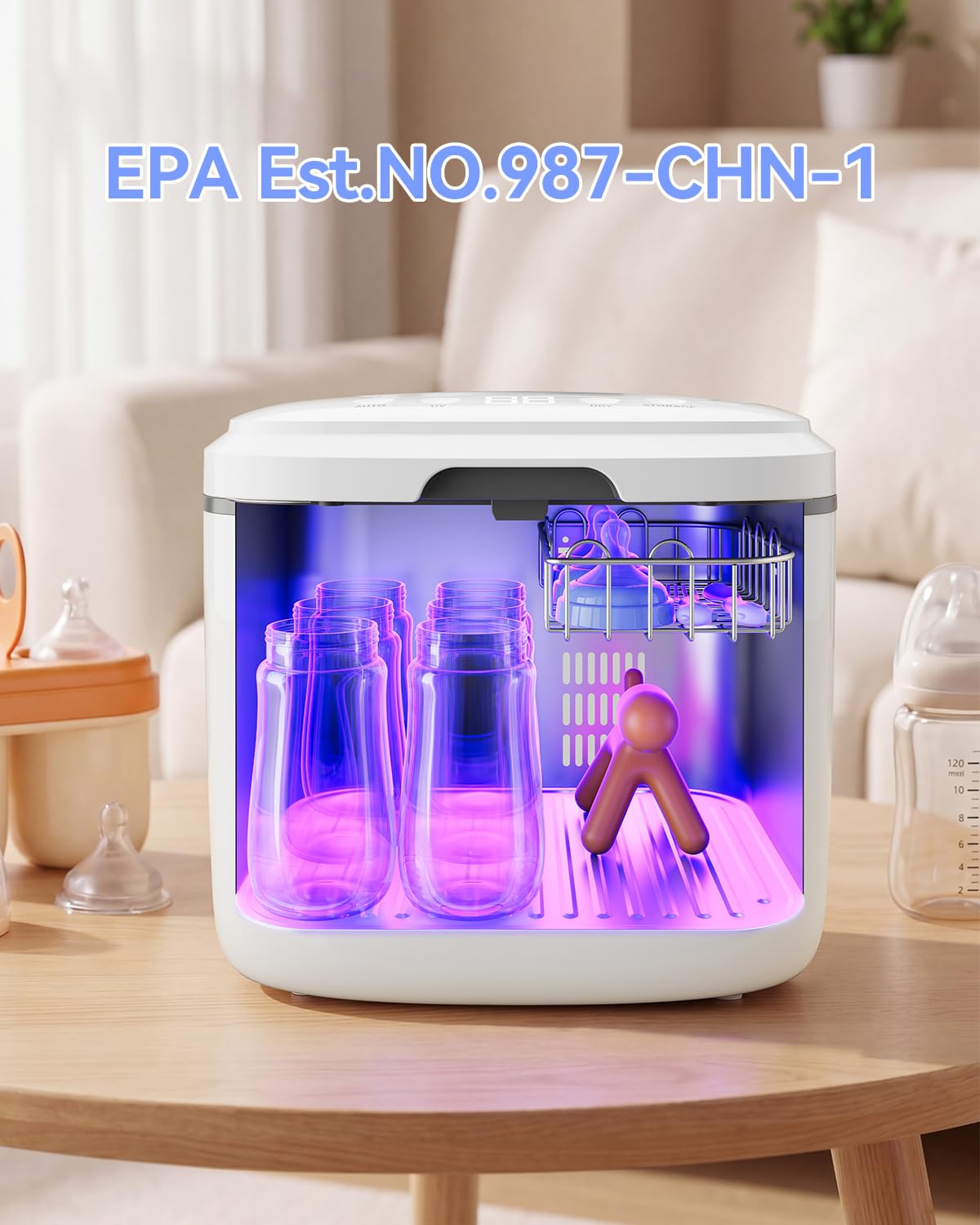IAGREEA UV Cleaning and Dryer, 4 in 1 UV Box with 2 Fluorescent Tubes | 10L Countertop Sanitizer, 360° Coverage, Touch Controls, Suitable for Toys/Toothbrushes/Keys/Other Household Items