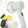 IAGREEA Handheld Electric Spin Scrubber, USB Rechargeable Cordless Power Cleaning Brush with 6 Replaceable Brush Heads & Adhesive Hook, Portable Lightweight Shower Scrubber for Bathroom, Bathtub, Sink, Stove, Tile, Car