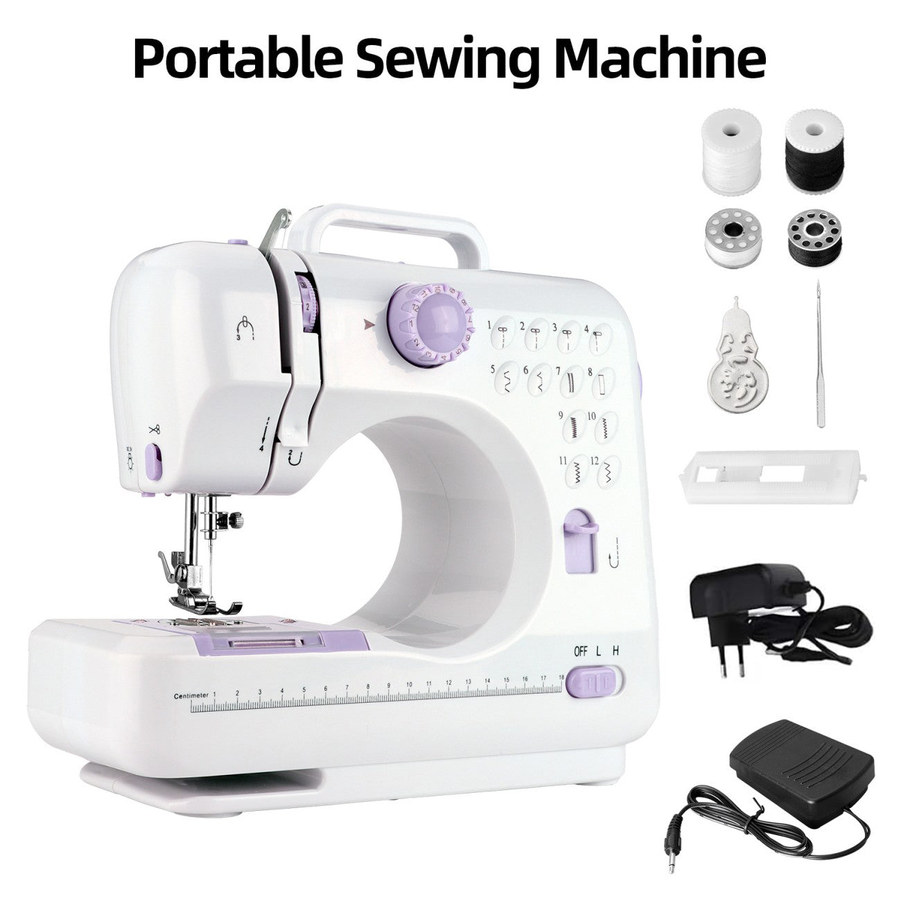 IAGREEA Beginner Sewing Machine, 12 Built-in Stitches with Foot Pedal, 2-Speed Control, Portable Mini Sewing Machine for Home Travel Use & Sewing Enthusiasts