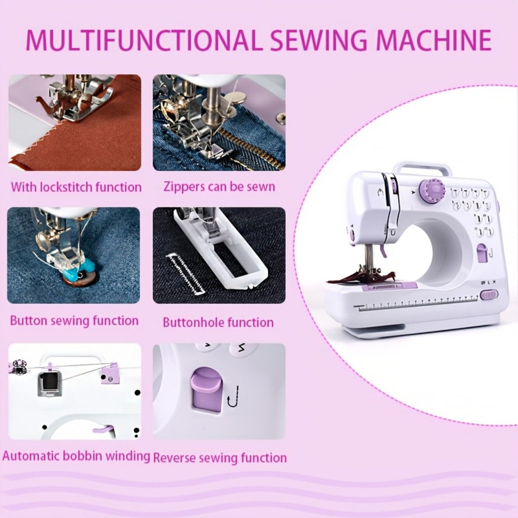 IAGREEA Beginner Sewing Machine, 12 Built-in Stitches with Foot Pedal, 2-Speed Control, Portable Mini Sewing Machine for Home Travel Use & Sewing Enthusiasts