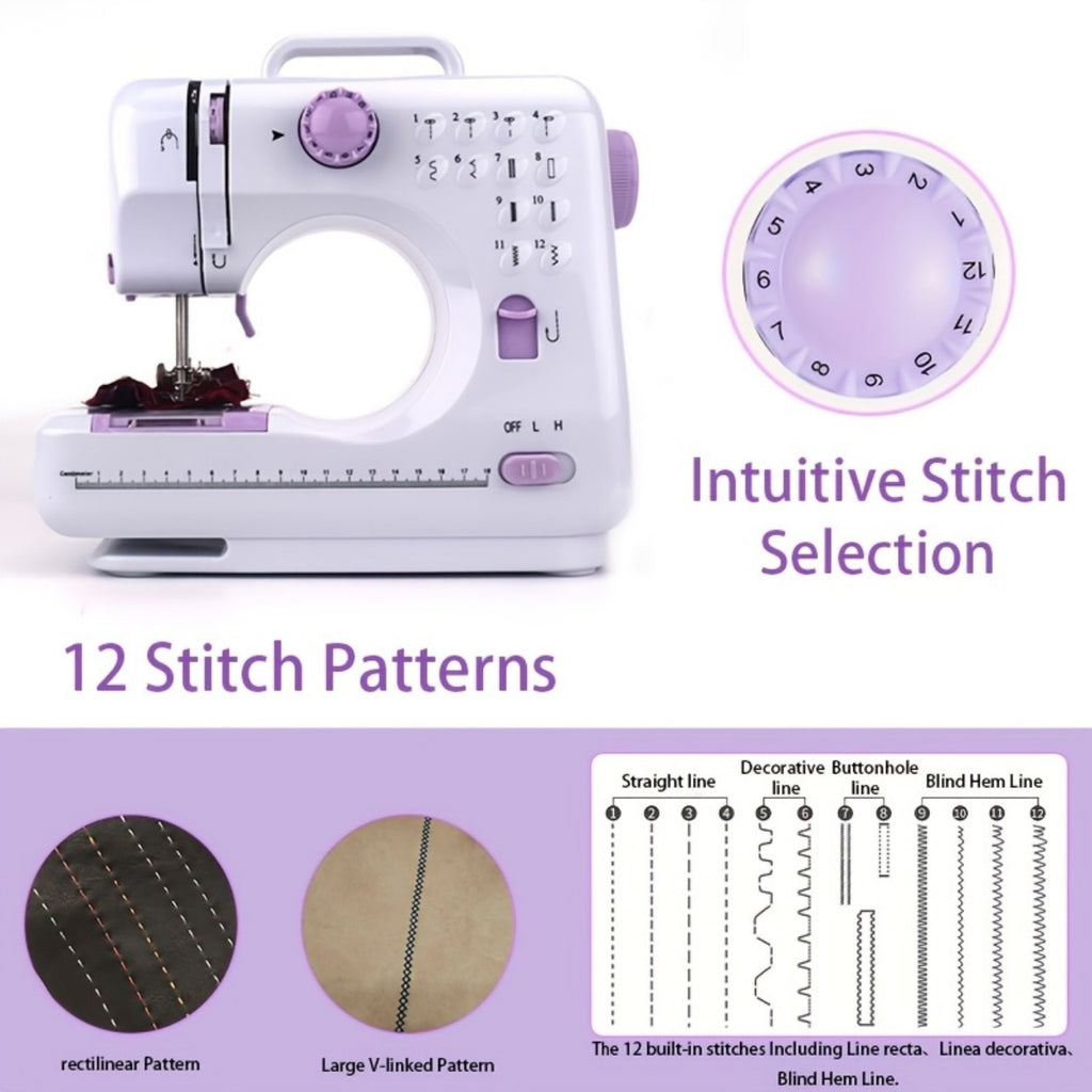 IAGREEA Beginner Sewing Machine, 12 Built-in Stitches with Foot Pedal, 2-Speed Control, Portable Mini Sewing Machine for Home Travel Use & Sewing Enthusiasts
