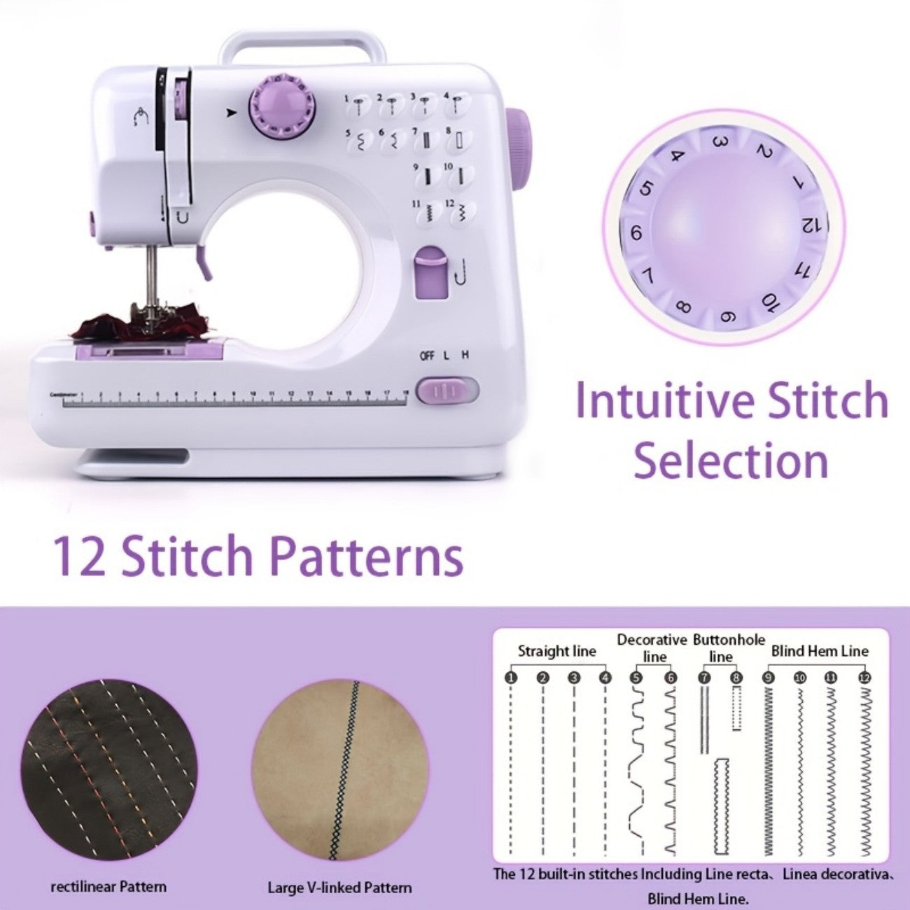 IAGREEA Beginner Sewing Machine, 12 Built-in Stitches with Foot Pedal, 2-Speed Control, Portable Mini Sewing Machine for Home Travel Use & Sewing Enthusiasts