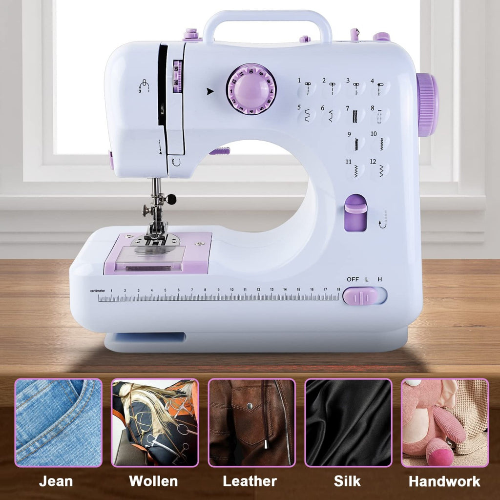 IAGREEA Beginner Sewing Machine, 12 Built-in Stitches with Foot Pedal, 2-Speed Control, Portable Mini Sewing Machine for Home Travel Use & Sewing Enthusiasts