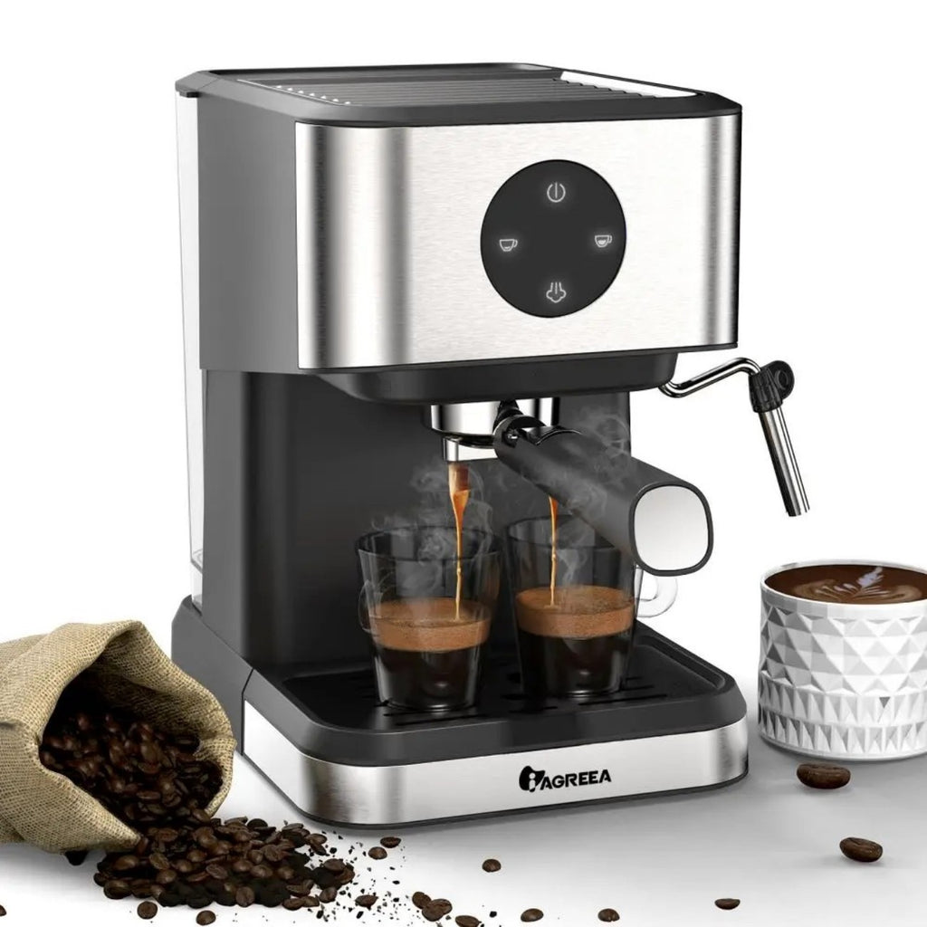 IAGREEA Espresso Coffee Machine with Milk Frother Steam Wand - Semi-Automatic, Silver, 20 Bar Pressure, 1.5L Water Capacity - CM3050-2