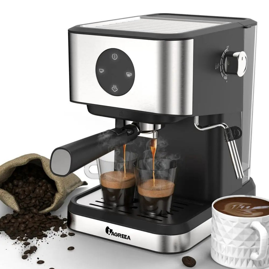 IAGREEA Espresso Coffee Machine with Milk Frother Steam Wand - Semi-Automatic, Silver, 20 Bar Pressure, 1.5L Water Capacity - CM3050-2
