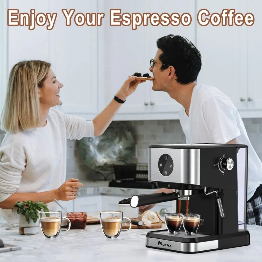 IAGREEA Espresso Coffee Machine with Milk Frother Steam Wand - Semi-Automatic, Silver, 20 Bar Pressure, 1.5L Water Capacity - CM3050-2
