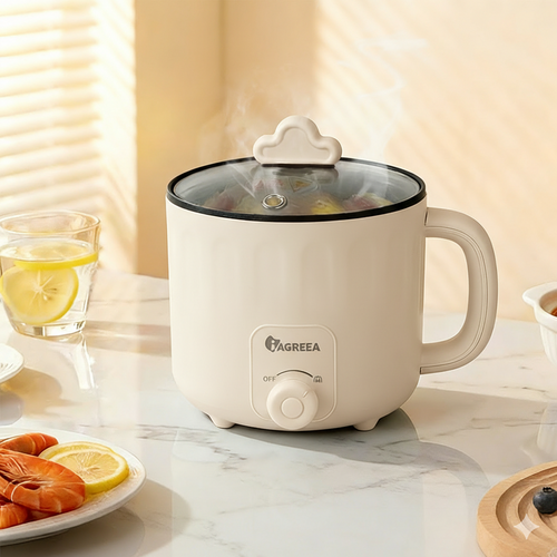 IAGREEA 1.6L Mini Electric Cooking Pot - 600W Portable Non-Stick Multi-Function Cooker with Auto Shut-Off & Overheat Protection, Compact Ramen & Shabu-Shabu Kettle for Dorms, Small Apartments, Travel & Camping - Fast Boil