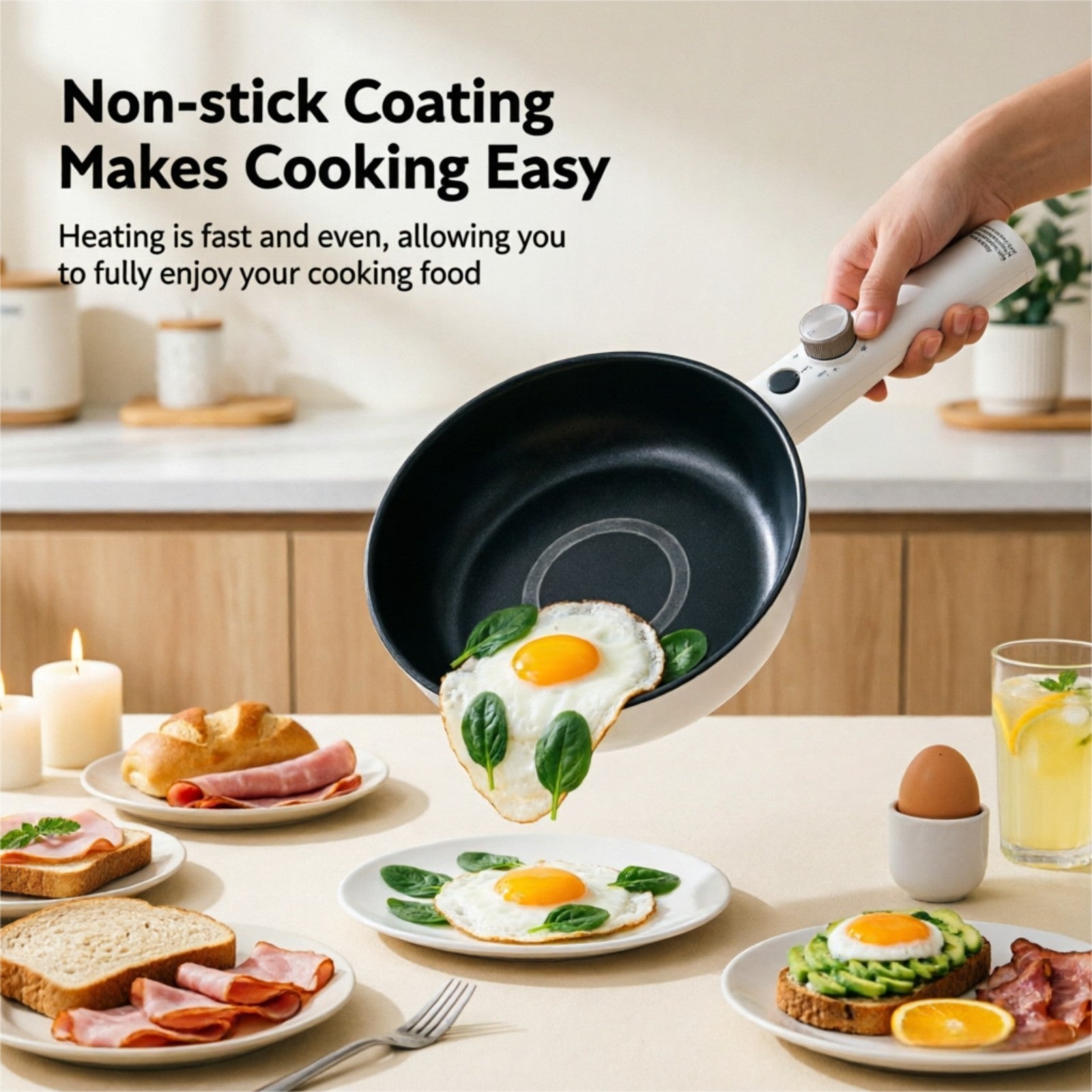 IAGREEA 2.3L Upgraded Rapid Ramen Cooker 1600W - Hot Pot Electric, Non-Stick Sauté Pan, Portable Multi-Functional Hot Pot with Power Adjustment for Steak, Egg, Fried Rice, Oatmeal, Soup, Perfect Christmas New Year Birthday Gift for Dorm Office Home