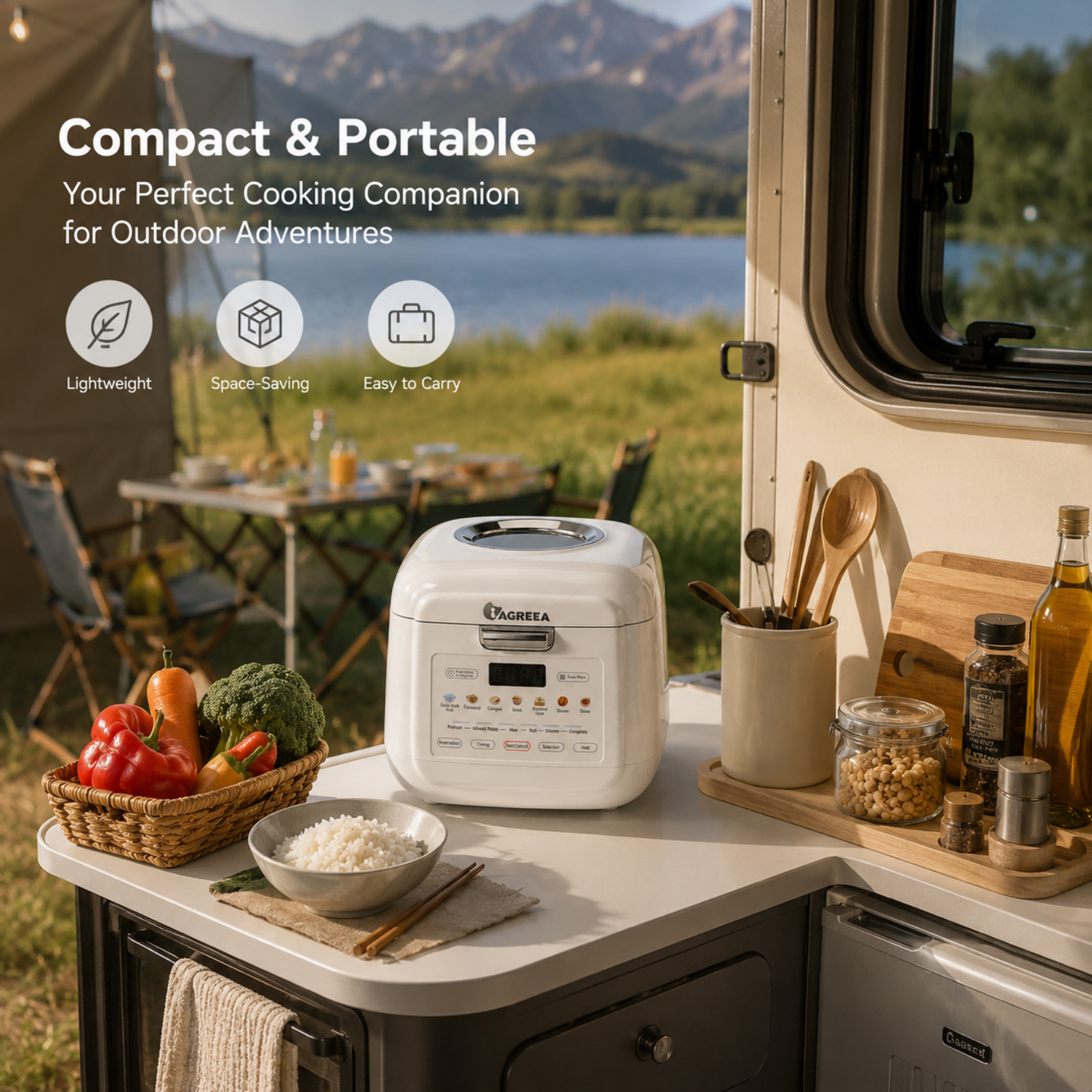IAGREEA Mini Visible Rice Cooker, 2L (4-Cup), with Visual Window, Steamer and Warmer, Fuzzy Logic, One-Touch Cooking, 24-Hour Delay Timer, Auto Keep Warm, White HK-MD2