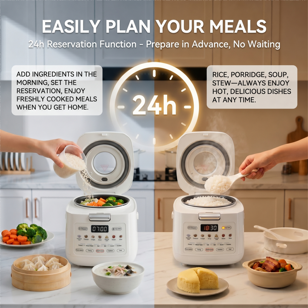 IAGREEA Mini Visible Rice Cooker, 2L (4-Cup), with Visual Window, Steamer and Warmer, Fuzzy Logic, One-Touch Cooking, 24-Hour Delay Timer, Auto Keep Warm, White HK-MD2