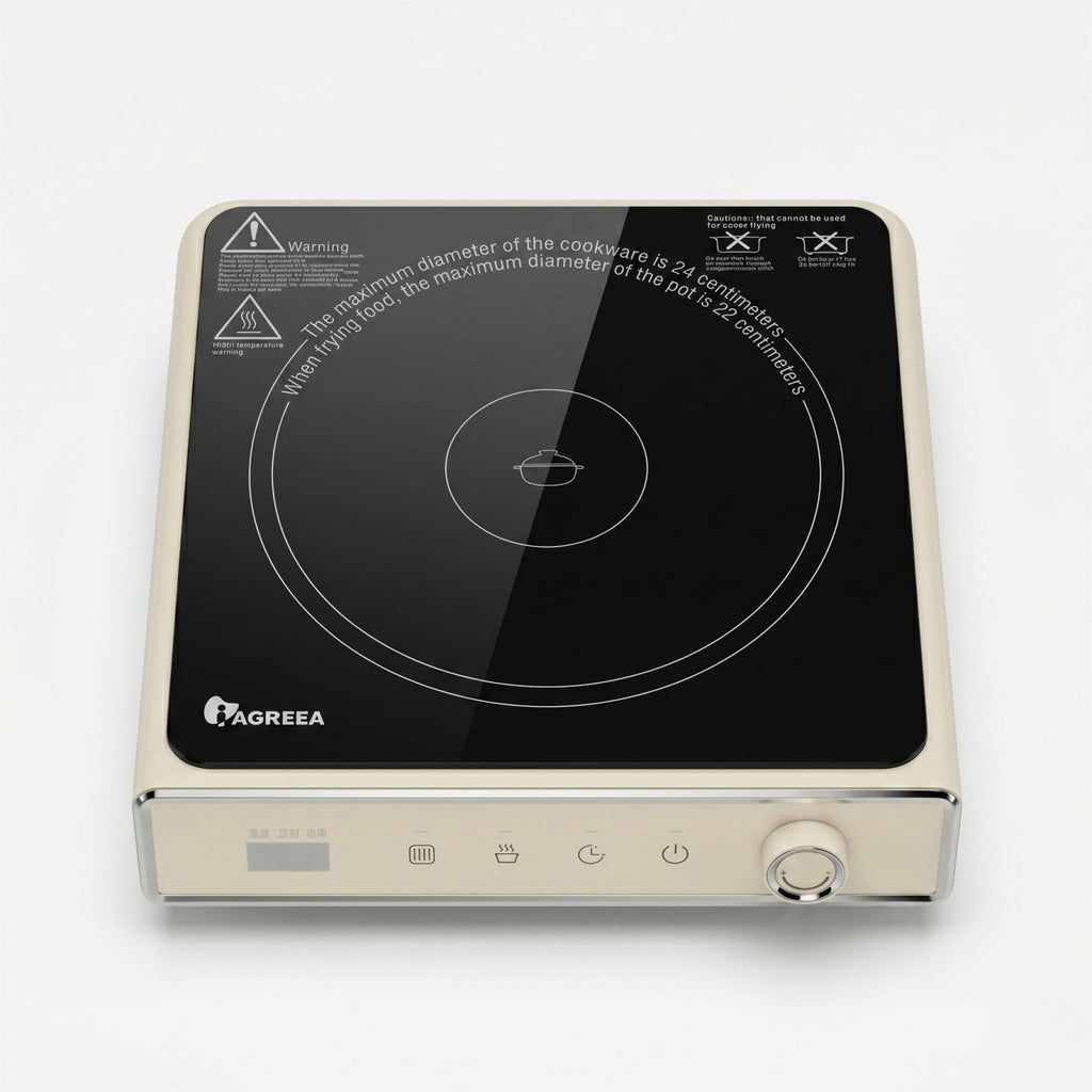 IAGREEA 2000W Electric Ceramic Cooker, Portable Hot Plate with 8 Temperature & 8 Power Levels, 180 Min Timer & 1 Hour Auto Shut Off, Countertop Single Burner for All Cookware, Easy Clean, Ideal for Kitchen Dorm RV Camping DF200-DTL2520