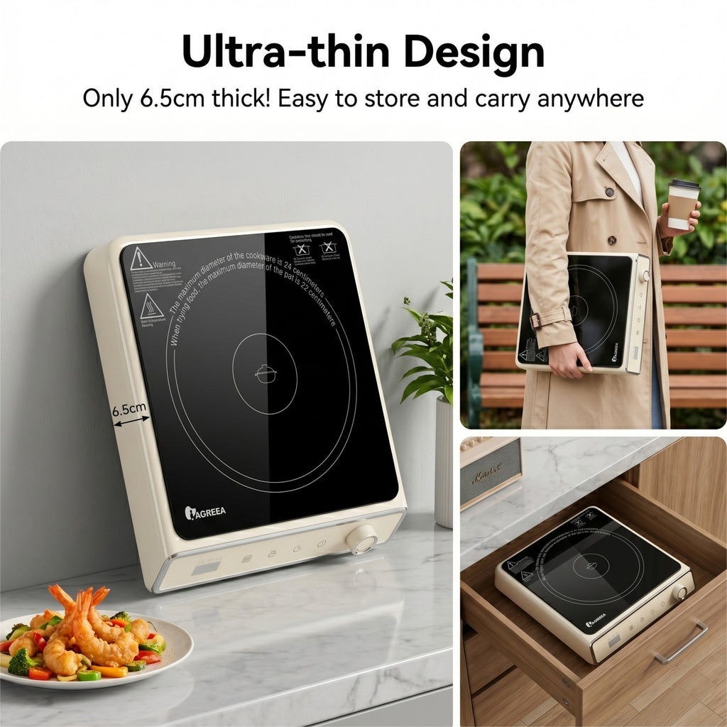 IAGREEA 2000W Electric Ceramic Cooker, Portable Hot Plate with 8 Temperature & 8 Power Levels, 180 Min Timer & 1 Hour Auto Shut Off, Countertop Single Burner for All Cookware, Easy Clean, Ideal for Kitchen Dorm RV Camping DF200-DTL2520