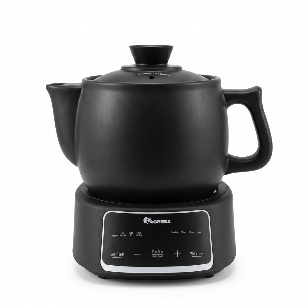 IAGREEA 3.5L Split Electric Herbal Decoction Pot, 600W Food-Grade Glazed Ceramic Herbal Medicine Cooker with 24H Delay Timer, Auto Keep Warm & 2nd Decoction Function, Segmented Boil & Simmer Heating, 4 Preset Modes for Herbal Tea