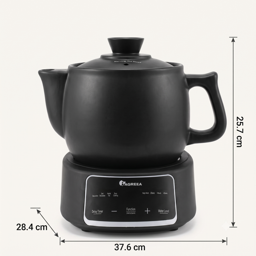 IAGREEA 3.5L Split Electric Herbal Decoction Pot, 600W Food-Grade Glazed Ceramic Herbal Medicine Cooker with 24H Delay Timer, Auto Keep Warm & 2nd Decoction Function, Segmented Boil & Simmer Heating, 4 Preset Modes for Herbal Tea