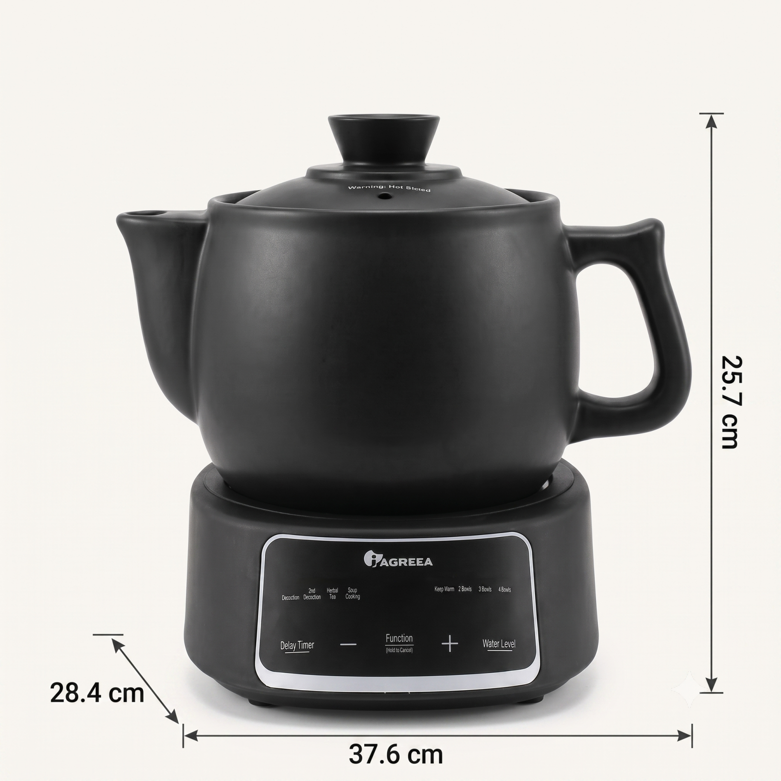 IAGREEA 3.5L Split Electric Herbal Decoction Pot, 600W Food-Grade Glazed Ceramic Herbal Medicine Cooker with 24H Delay Timer, Auto Keep Warm & 2nd Decoction Function, Segmented Boil & Simmer Heating, 4 Preset Modes for Herbal Tea