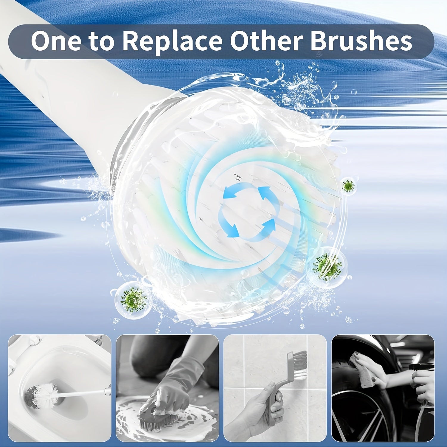IAGREEA 6-Head Electric Spin Scrubber, Shower Brush, Extension Handle | cordless power scrubber, adjustable reach, two speed control, IPX7 waterproof, bathroom floor, tile grout, tub edges, shower