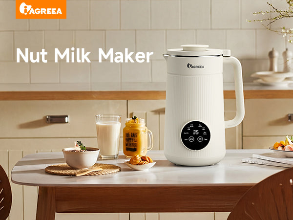 Nut Milk Maker Machine, 35oz Soy/Almond/Oat Milk/Juice Maker, White | 12H Delay, 2H Preservation, 8 Programs, BPA-Free, Self-Cleaning, Suitable for 4-5 People, 10 Stainless Steel Blade