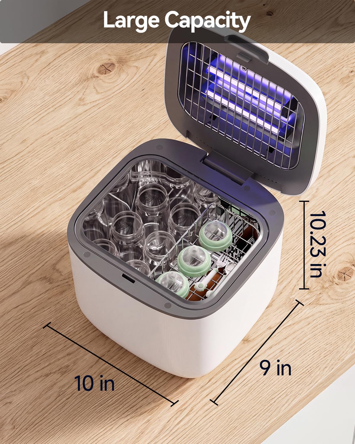 IAGREEA UV Cleaning and Dryer, 4 in 1 UV Box with 2 Fluorescent Tubes | 10L Countertop Sanitizer, 360° Coverage, Touch Controls, Suitable for Toys/Toothbrushes/Keys/Other Household Items