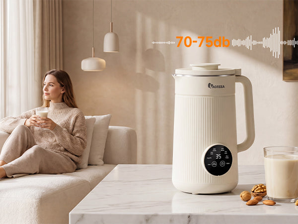 Nut Milk Maker Machine, 35oz Soy/Almond/Oat Milk/Juice Maker, White | 12H Delay, 2H Preservation, 8 Programs, BPA-Free, Self-Cleaning, Suitable for 4-5 People, 10 Stainless Steel Blade